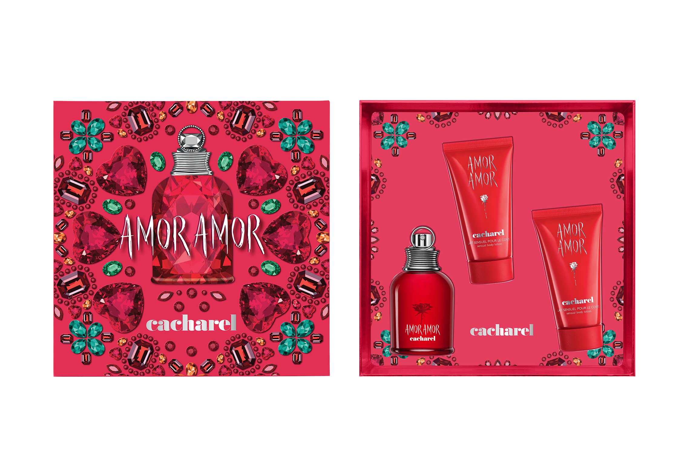 Cacharel Amor Amor Gift Set for Women, Eau de Toilette + 2 Pack Body Lotion