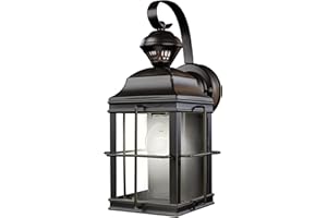 HEATH ZENITH Globe Electric HZ-4144-BK 150 Degree Motion Sensing Decoractive Security Light with DualBrite Technology, Black, Bulb Not Included