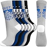 Suhine 9 Pairs Just Wrestle Mid Calf Wrestling Socks Athletic Wrestle Socks Novelty Clothing Wrestling Gifts for Adult Men Women
