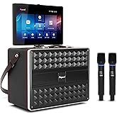 Karaoke Machine for Adults, with Lyrics Display, Smart Portable Big Bluetooth Speaker 2 Wireless Microphones, Professional Karaoke System 800W Peak Power Big Bluetooth DJ Light