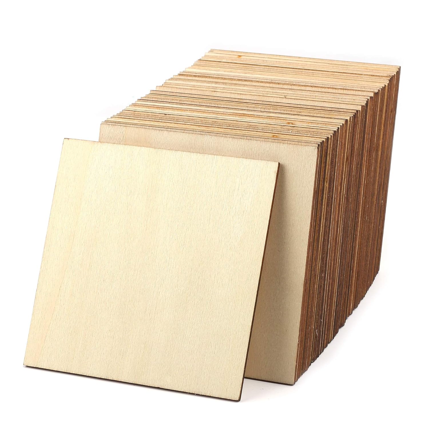 Unfinished Wood Pieces 50 Pcs 4 Inch Square Blank Wood