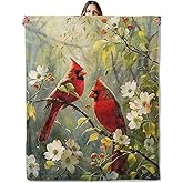Cardinal Bird Throw Blanket for Girls Boys Kids Adults, 50x60 in, Cozy Flannel Blanket for Bedroom, Camping, Couch, Room Decor, Fuzzy Warm Soft Gifts
