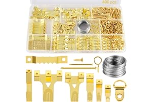 400 PCS Picture Hanging Kit - Assorted Hooks for Frames and Photos, Perfect for Hard Walls - Includes Saw Tooth Hangers, D-Ri