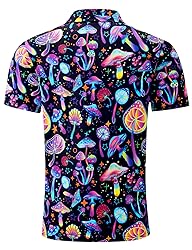 Fanient Men Golf Shirts Dry Fit 3D Mushroom Polo