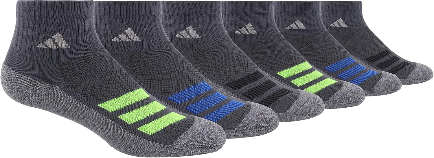 adidas Youth Kids-Boy's/Girl's Cushioned Quarter Socks (6-Pair): Clothing