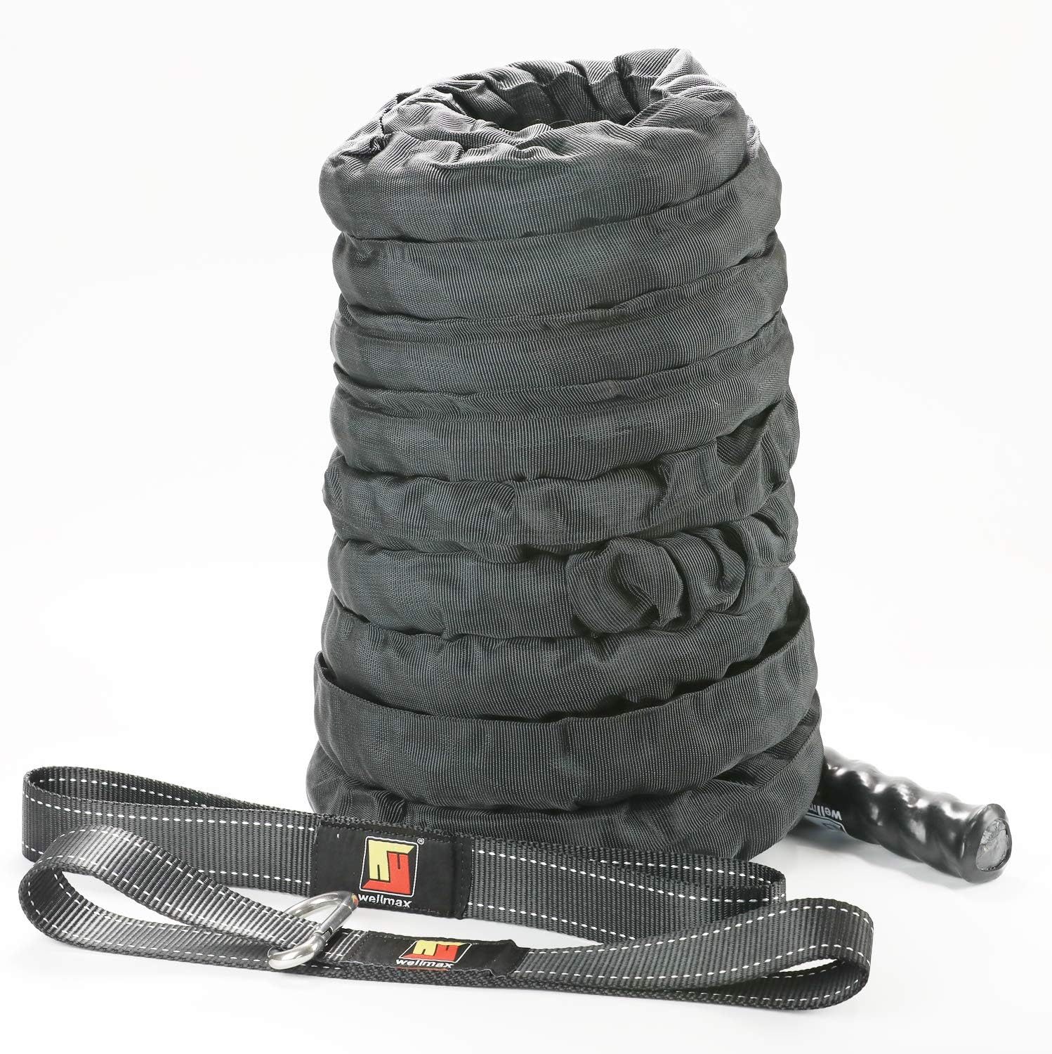 Wellmax Heavy Duty Battle Rope with Portable Anchor Kit, 1.5 and 2 inch by 30ft, Perfect for Muscle Training Exercise, Fitness, Cardio Workout and Crossfit