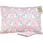 ZPECC Toddler Pillow with Pillowcase - 13x18 Organic Cotton Hypoallergenic Kids Pillow, Baby Essentials for Travel Crib Daycare Stroller (Intended for Age 2 and up) Pink Unicorn