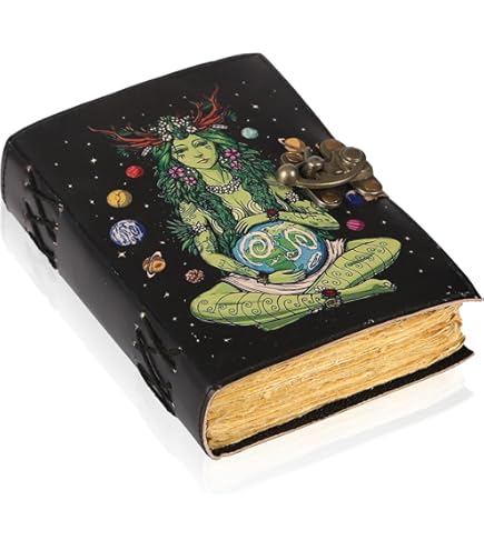 TUZECH Book Of Spells Leather Bound Journal Deckle Edge Paper Grimoire Printed Diary Third Eye Witchcraft Supply And Witch Spell Notebook Antique