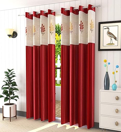 Buy Soulful Creations Floral Net Curtains For Window 5 Feet Pack