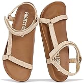 Project Cloud Sandals for Women 2026 - Strappy Adjustable Womens Sandals with Plush Insole - Lightweight & Non Slip Women Footwear - Everyday Wear Womens Slides (Brandy,NATRAFFIA,9)
