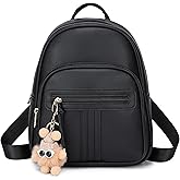 BAGOK Mini Leather Backpack Purse for Women, Small Backpack Purse with Cartoon Charm, Cute Fashion Bag for Girls & Teens