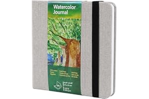 tumuarta Square Watercolor Journal, 8.25x8.25”, 140 LB, 300 GSM, 25% Cotton, Cold Press, 24 Sheets, 48 Pages, Watercolor Paper Sketchbooks for Use As Travel Mixed Media Pads On The Go