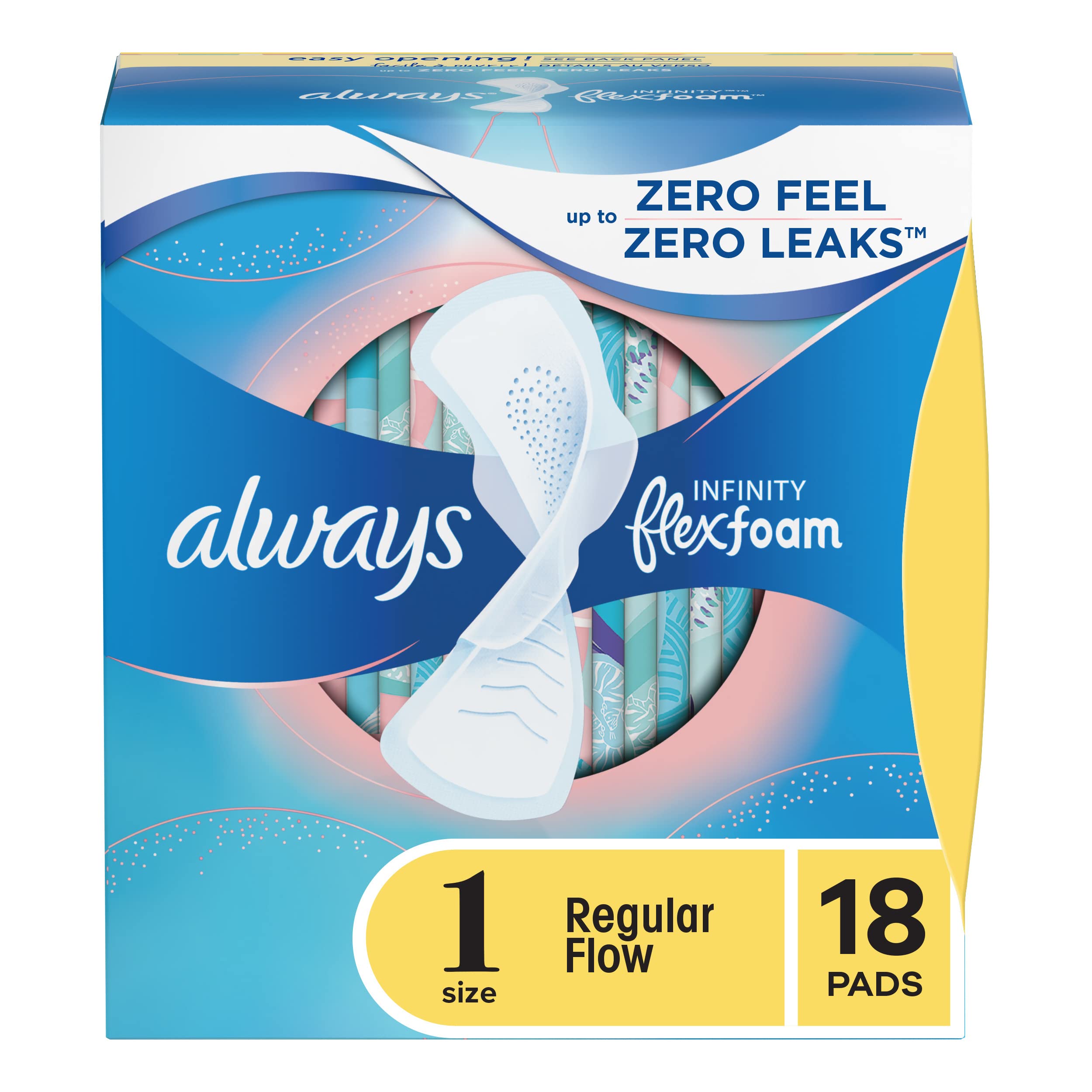 Always Always Infinity Regular Pads With Wings, 18 ct
