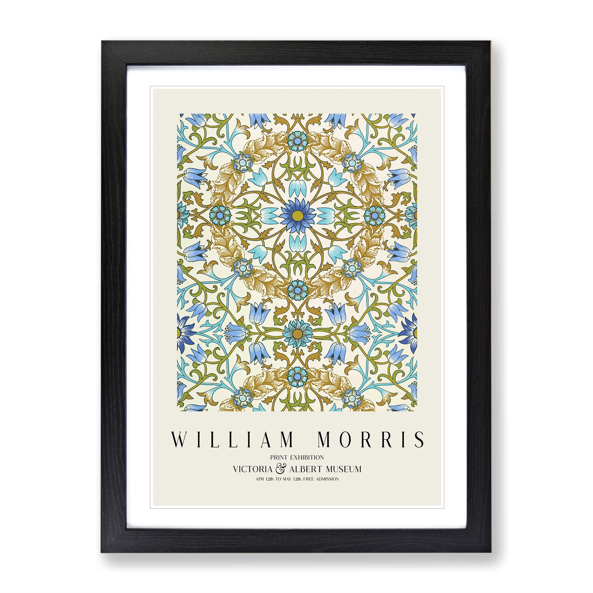 Vine Pattern Vol.3 By William Morris Exhibition Museum Painting Framed Wall Art Print, Ready to Hang Picture for Living Room Bedroom Home Office Décor, Black A3 (34 x 46 cm)