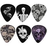 KEIAHUAN Cool Skull Guitar Picks - Classical Triangle Plectrums for Bass, Acoustic &amp; Electric Guitars - Heavy Picks for Guitar Players - 6 Piece Set