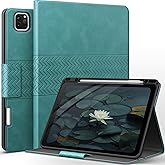 auaua Case for iPad Pro 12.9 6th/5th/4th/3rd Generation 2022/2021/2020/2018, Slim Durable Leather Stand Cover with Pencil Holder, Auto Sleep/Wake (Green)