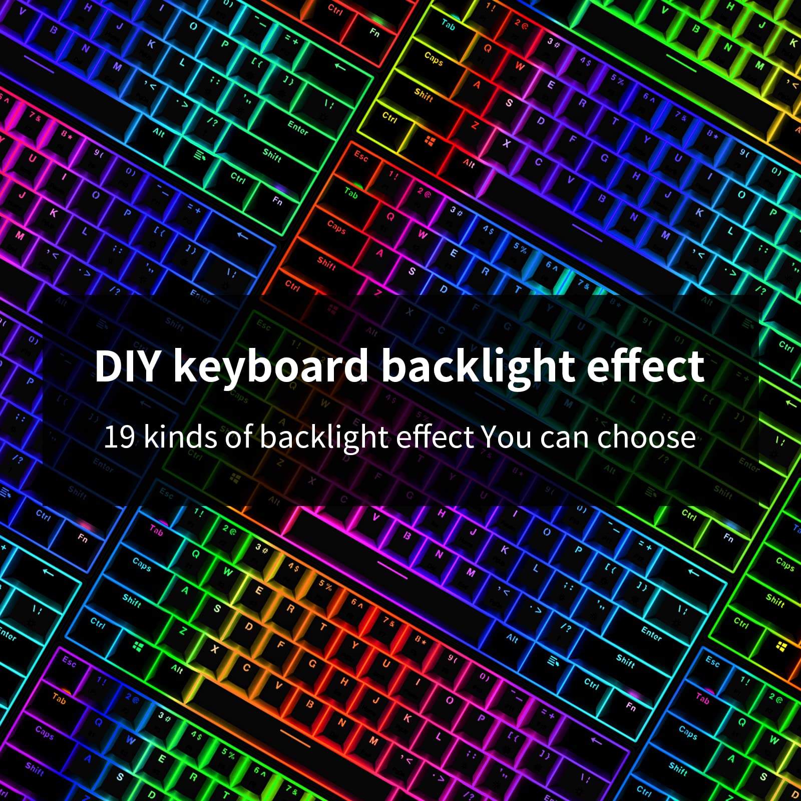 Newmen GM610 60% Mechanical Keyboard,Type-C/Bluetooth Keyboard with RGB Backlit, Hot-Swappable 61 Keys Compact Mechanical Keyboard for Mac/PC Gamer, Travel, Easy to Carry on Business Trip（red）