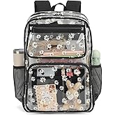 Yusudan Daisy Clear Backpack for Girls Women, Heavy Duty Transparent School Backpack See Through Bookbag (Black)