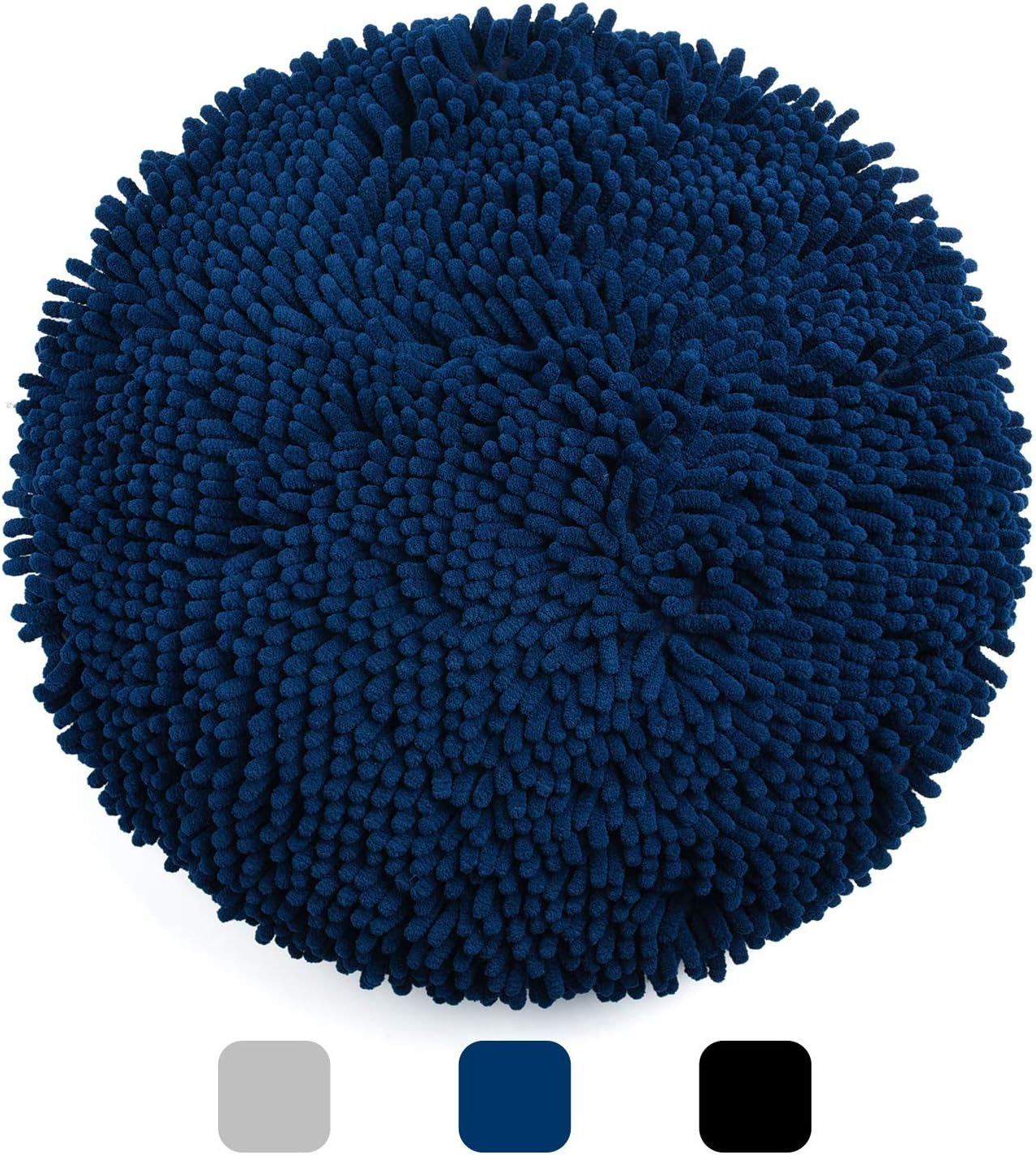 PRETIGO Toilet Seat Cover,Seat Cloud Bath Washable Shaggy Microfiber Standard Toilet Lid Covers for Bathroom(16.5",Dark Blue)โฆ
