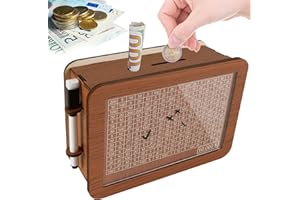 PUREADEE Wooden Savings Box with Money Target & Numbers - Perfect Cash Saver & Best Gift for Friends(10000 Dollar)