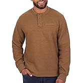 The American Outdoorsman Sherpa Lined Waffle Henley for Men - Thermal Long Sleeve Shirt Bonded Sherpa Lining For Outdoors