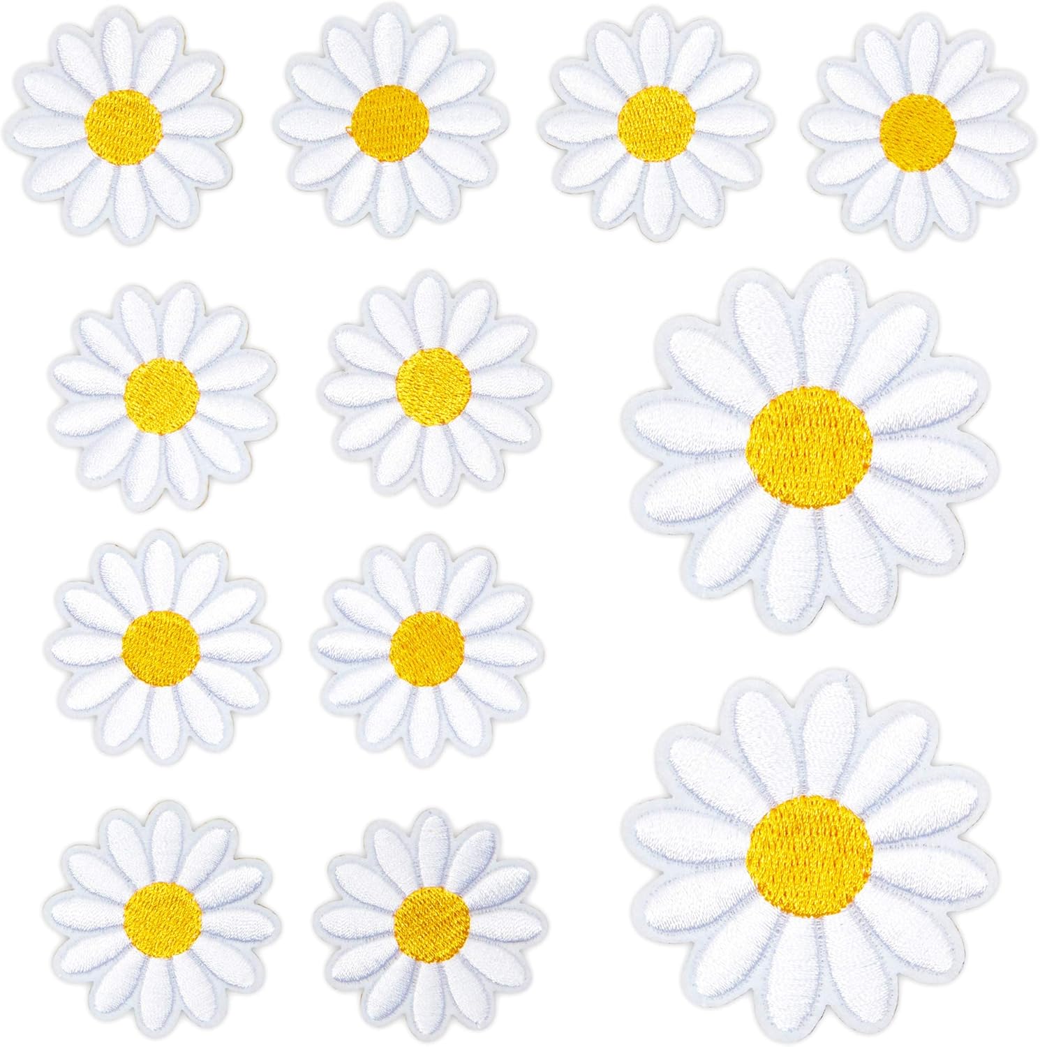 Daisy Iron On Patches, Flower for Embroidery, Sewing (1.8 x