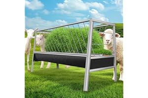 POWKOL Durable 90 Gallon Goat Hay Feeder, Black Stainless Steel Horse Hay Feeder, Easy to Install, Ideal for Goats and Sheep, Large Capacity Hay Feeder for Goats for Farm Use. (Rubber, 90 Gallon)