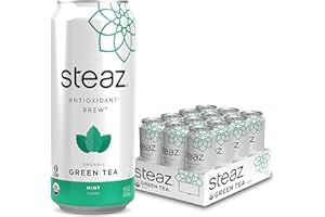 Steaz Organic Iced Teaz, Green Tea with Mint, 16-Ounce Cans (Pack of 12)