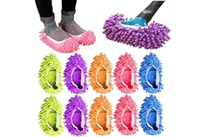 AIFUSI 10Pcs Mop Slippers for Floor Cleaning Washable Shoes Cover Soft Microfiber Dust Mops Mop Socks Reusable for Women Men Kids Foot Dust Hair Cleaners Sweeping House Office Bathroom Kitchen