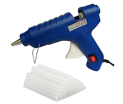 Blue 40W 40 WATT HOT MELT Glue Gun with ON Off Switch Indicator and Free 25 Transparent Glue Sticks