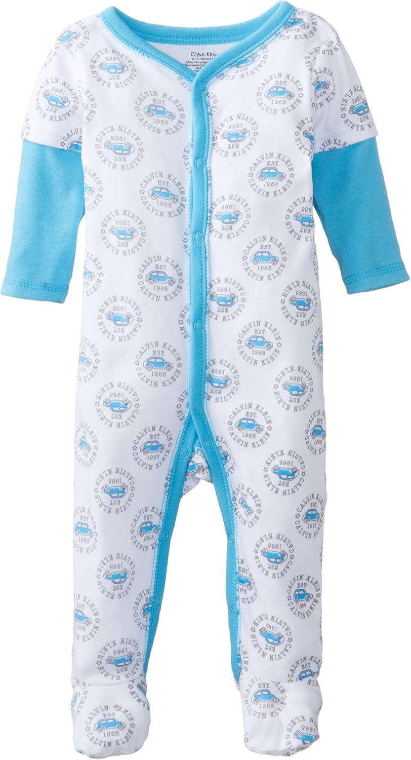 Calvin Klein BabyBoys Newborn Twofer Printed Onesie with