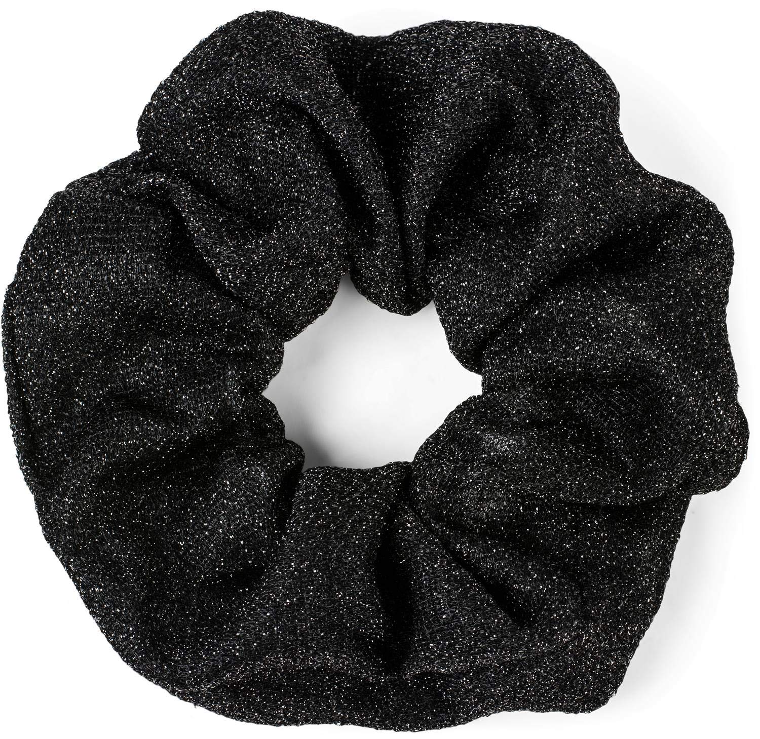 styleBREAKER women glitter XXL hairband in retro style, elastic, scrunchie, hair bobble, hair tie 04027001, color:Black