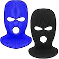 Fvviia 2 Pieces 3 Hole Knitted Face Cover Double Thermal Windproof Winter Ski Mask for Outdoor Sports
