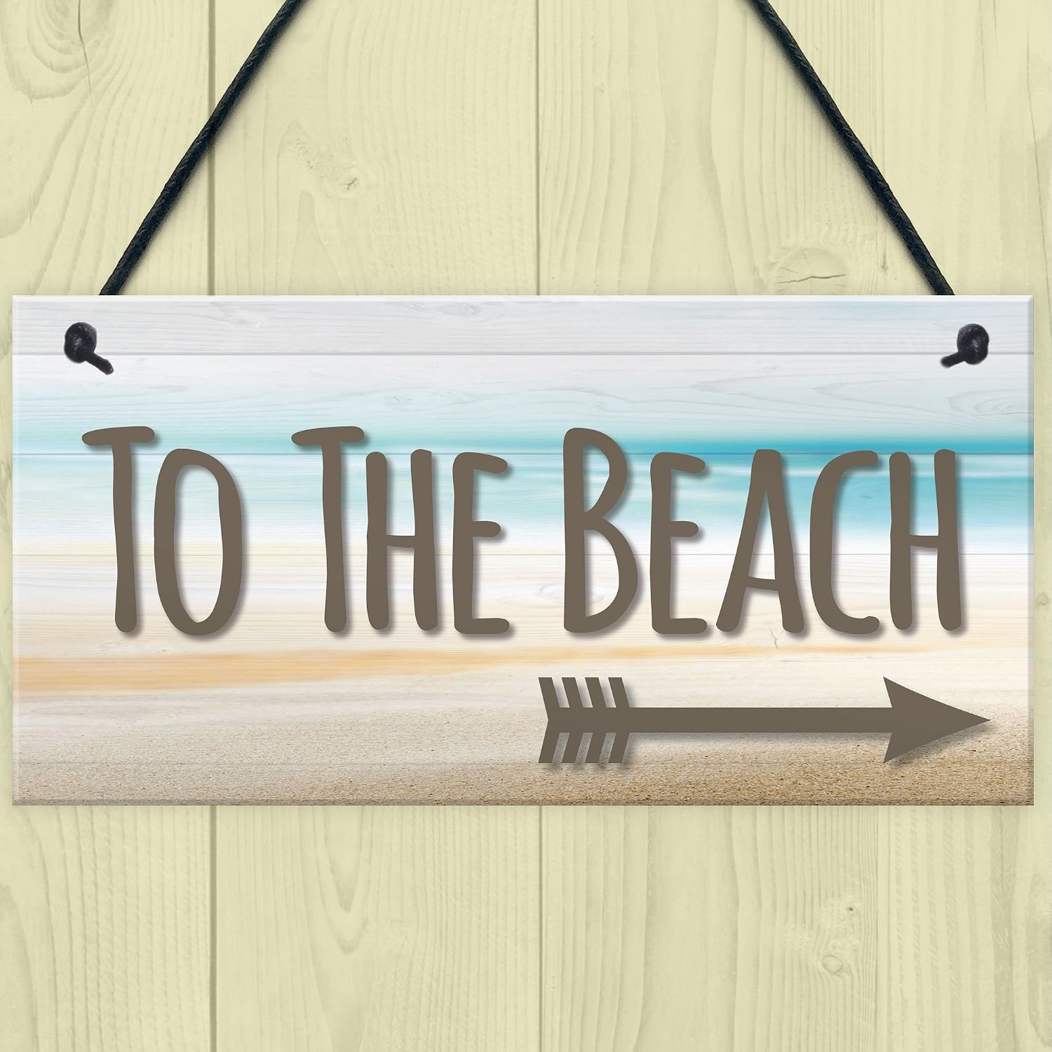Red Ocean To The Beach Arrow Nautical Seaside Marine Theme Hanging Plaque Sand Gift Sign, 200x100mm - Image 3