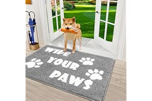 Vaukki Indoor Doormat Entryway Door Mat, Non Slip Absorbent Mud Trapper Mats, Low-Profile Inside Floor Mats, Soft Washable Small Mats Door Carpet for Entryway（Grey and White, 20''x32''）