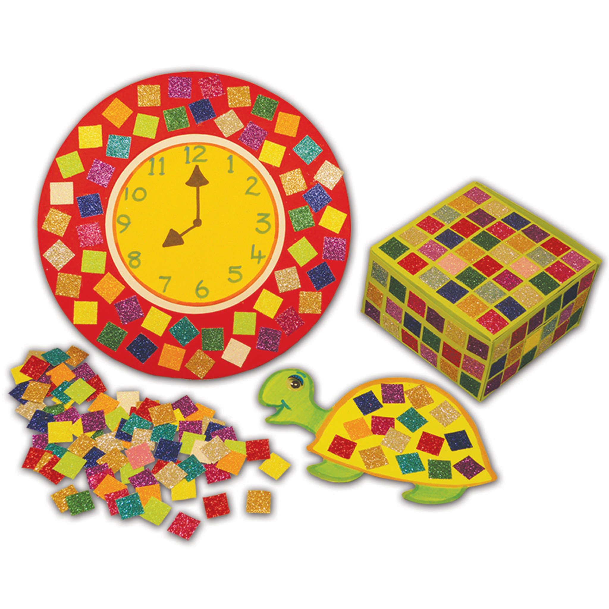 Springboard Pre-Cut Coloured Glitter Mosaic Squares - Mosaic Kits for Children - Arts and Crafts for Kids - Assorted Colours - 1 x 1 cm Paper Squares - Pack of 4000