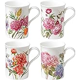 Grace Teaware Bone China Coffee Tea Mugs 9-Ounce, Assorted Set of 4 (Beautiful Garden)