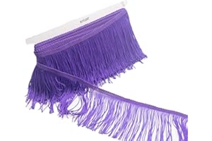 KUYLENT 6.5 Yard 4 Inches Polyester Fringe Trim Lace Tassel Fringe Trimming for Latin Dress Stage Clothes Lamp Shade Decoration DIY (Purple)