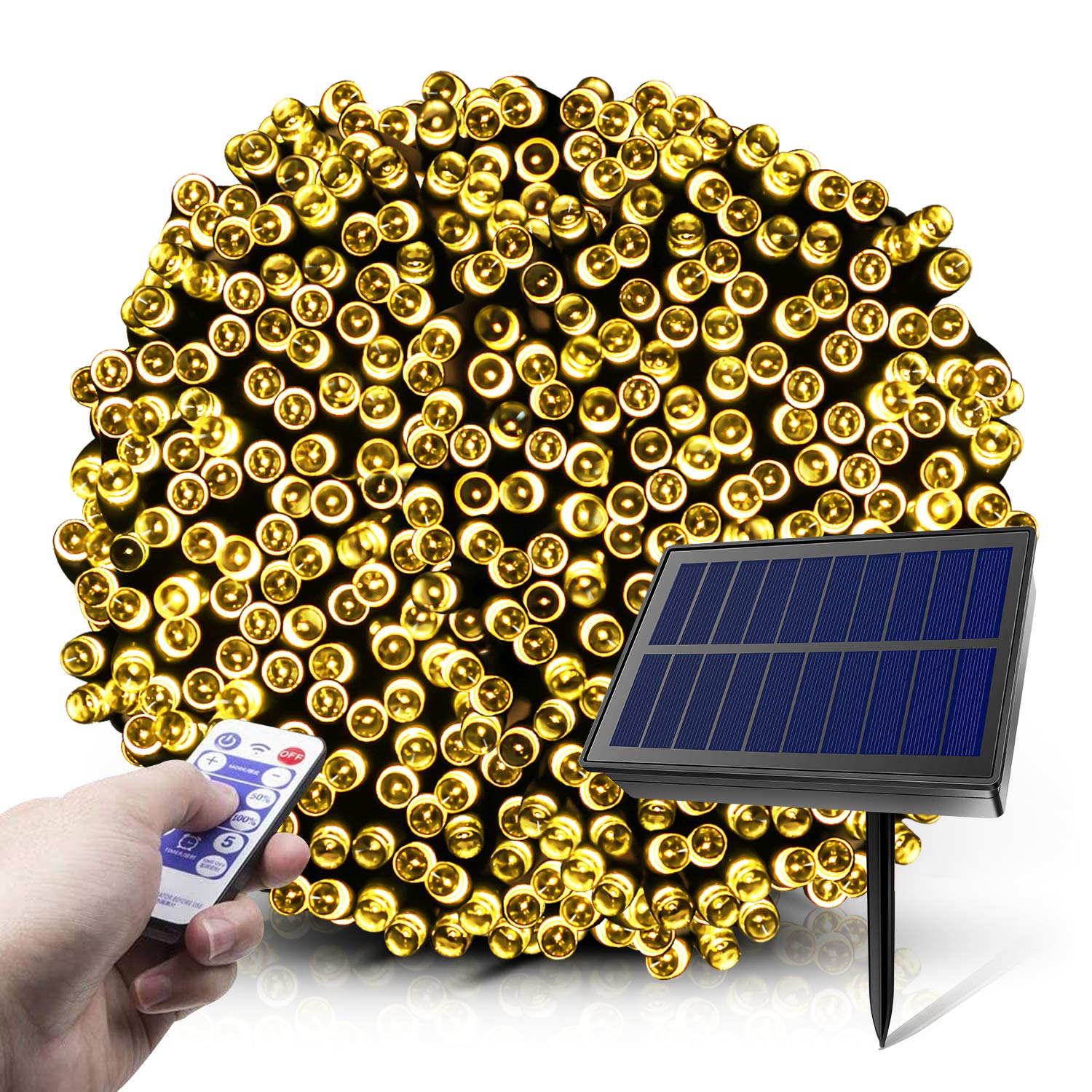Solar Fairy Lights,2022 Upgrade 72ft 200 LED 8 Modes Solar String Lights with Remote Control, Waterproof Starry Fairy Lights for Outdoor, Gardens, Wedding, Holiday,Party,Christmas(Warm White)