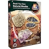 BBC Earth Break Your Own Natural Geodes, Open 3 Natural Geodes – Amethyst Flower, Agate & More, Detailed Learning Guide, Great Learning & Education Toys, Geodes for Kids to Break Open, STEM Kits