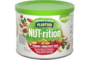 PLANTERS NUT-rition Heart Healthy Snack Nuts Mix, 9.75 oz Canister (Pack of 3) | On-the-Go Snack, Work Snack, School Snack and Active Lifestyle Snack | Wholesome Snack | Nutrient Dense Snack | Kosher