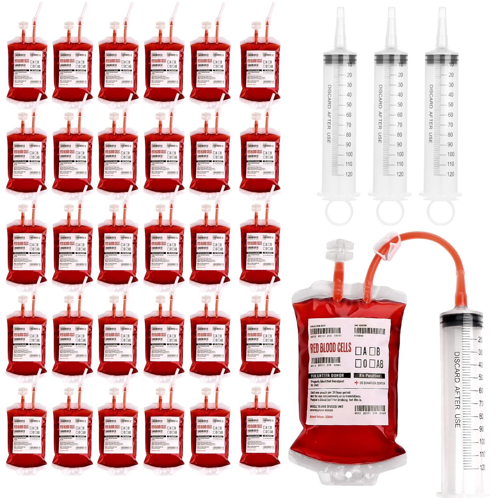 Photo 1 of UNIMEIX 10 Pack Halloween Blood Bags for Drinks, Fake Blood Drink Pouches Reusable Juice Drink IV Bag for Vampire Party Theme Party Halloween Decoration
