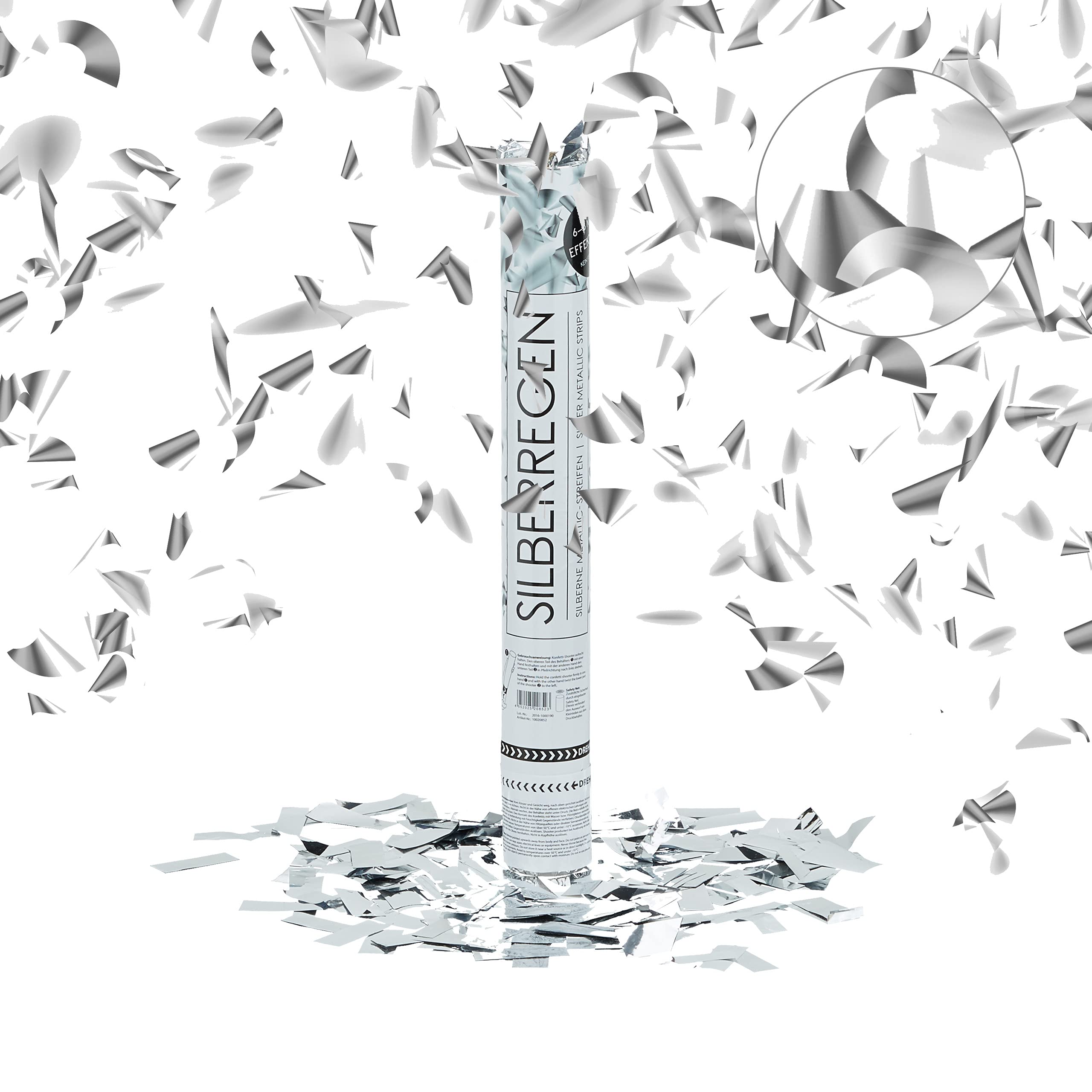 Relaxdays Party Popper 40 cm, 6-8 m Shooting Distance, Confetti Popper, Wedding Decor, Silver