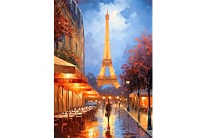 CHENGQISM 1000 Piece Puzzle for Adults Paris Tower Jigsaw Puzzles 1000 Pieces Eiffel Tower Puzzles for Adults 1000 Pieces Paris Night View Oil Painting Puzzle 1000 Pieces Jigsaw Puzzles 1000 Pieces for Adults