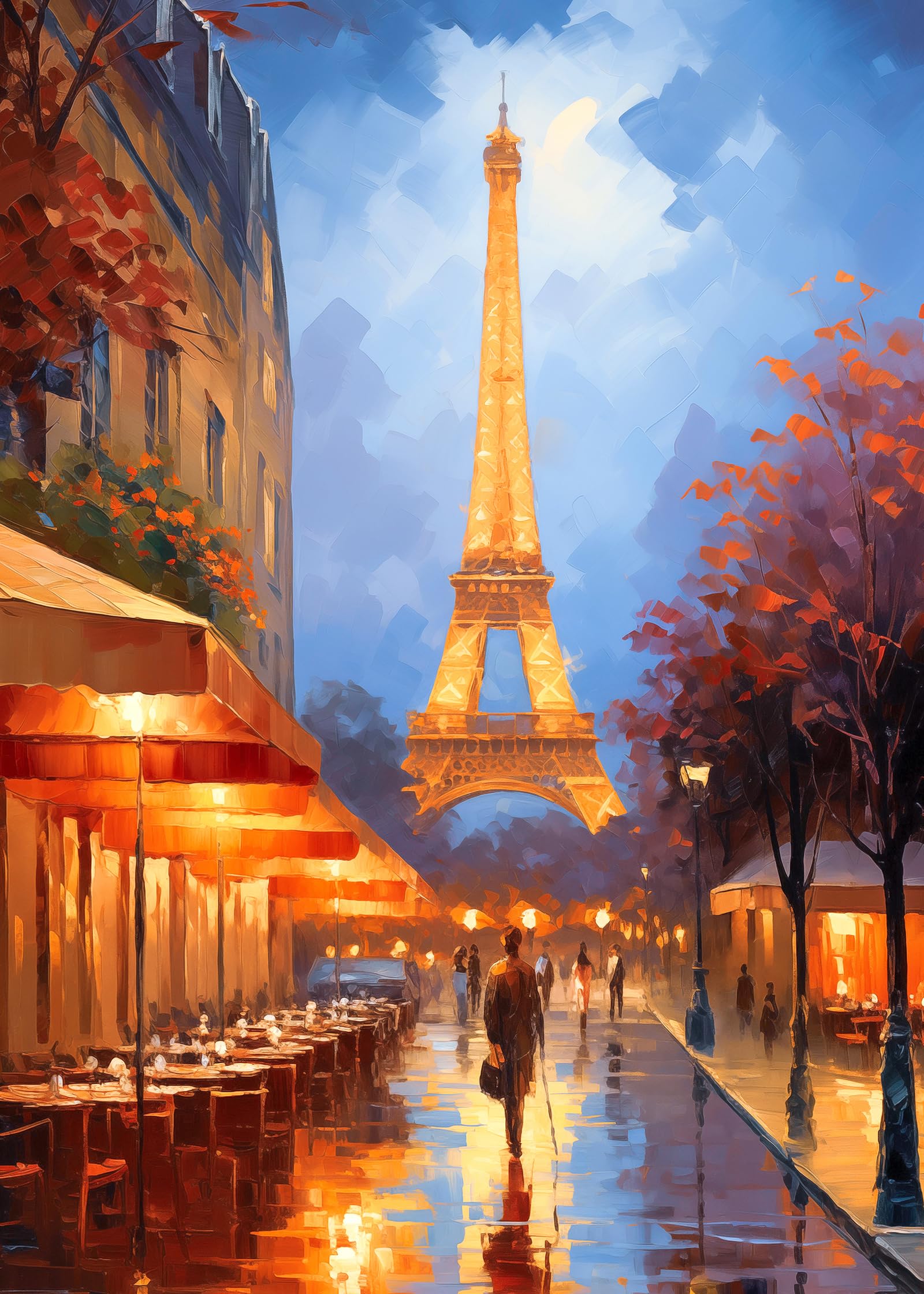 Photo 1 of 1000 Piece Puzzle for Adults Paris Tower Jigsaw Puzzles 1000 Pieces Eiffel Tower Puzzle for Adults Paris Night View Oil Painting 1000 Piece Jigsaw Puzzles Challenging Gift for Teens Seniors