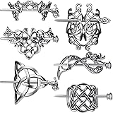 6 Pieces Silver Celtic Hair Slide Hairpins Viking