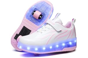 HHSTS Kids Shoes with Wheels LED Light Shoes Color Shiny Roller Skates Skate Shoes Simple Kids Gifts Boys Girls The Best Gift