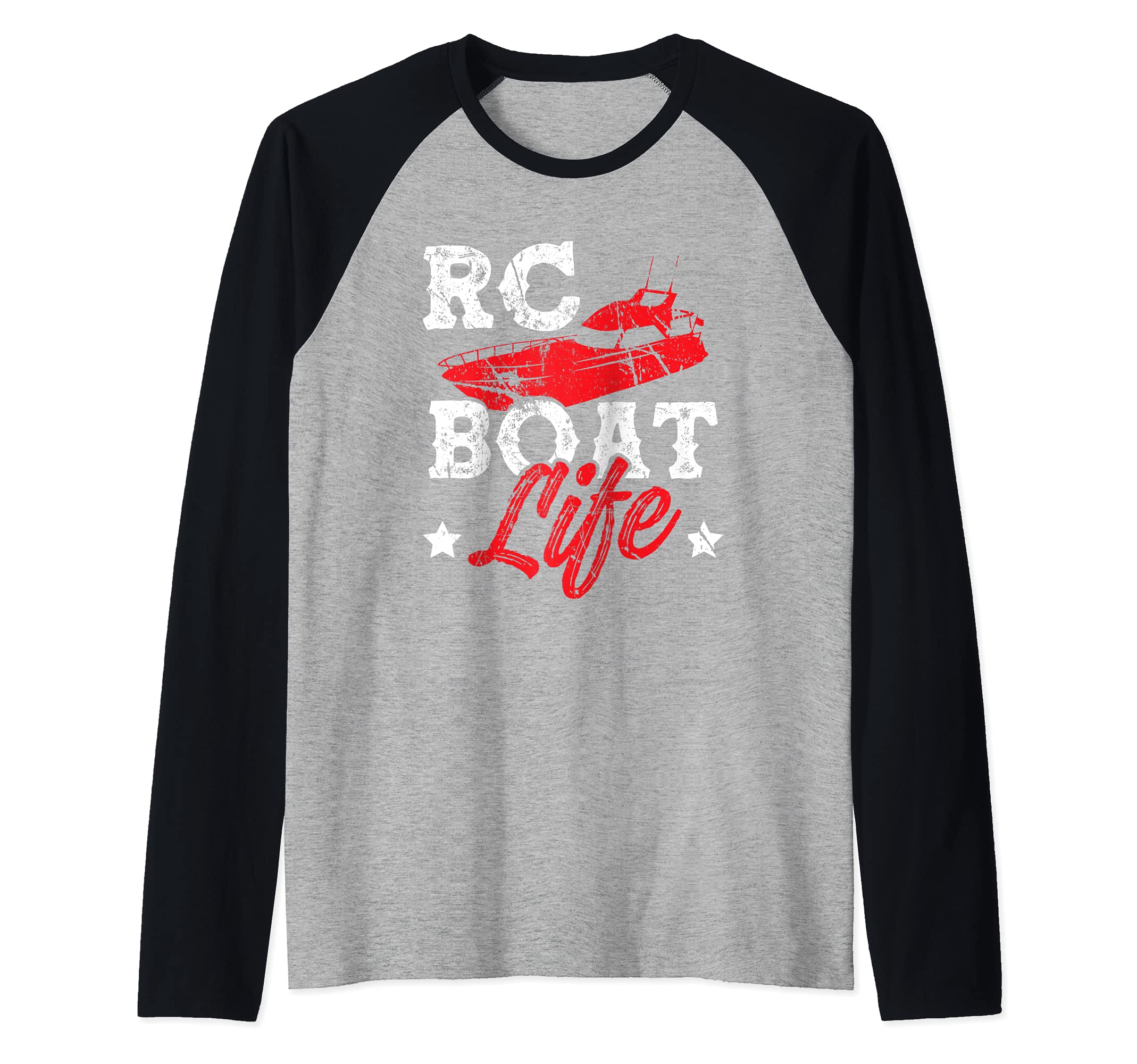 RC Boat Life Remote Control Boat Racing Collector Distressed Raglan Baseball Tee