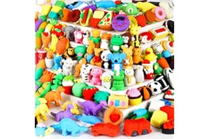 URSKYTOUS 110Pcs Animal Erasers Kids Desk Pets Pencil Erasers 3D Puzzle Erasers Bulk Mini Animal Food Erasers Toys Fun Cute Eraser for Classroom Rewards, Game Prizes, Treasure Box, Easter Egg Fillers