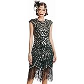 BABEYOND Women's Flapper Dresses 1920s Beaded Fringed Great Gatsby Dress